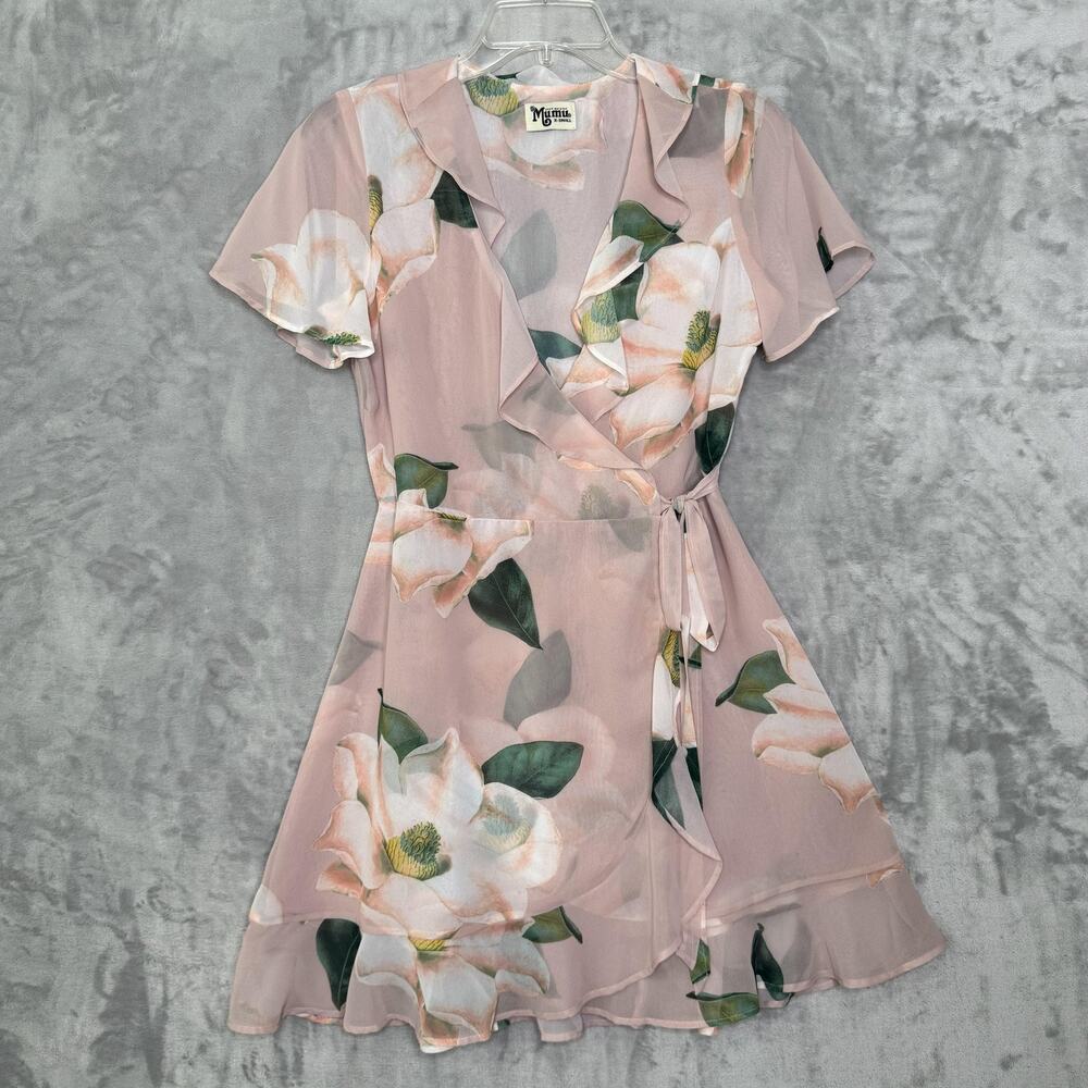 Show Me Your Mumu Dress Womens XS Peach Floral Winnie Wrap Short USA Polyester